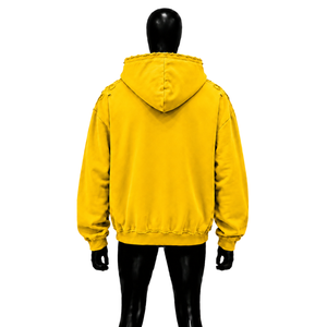 Felpe Oversize da Uomo in Cotone Dorato, Stile Casual Autunnale con Tasca Frontale e Maniche a Righe, Design Grafico Unico - Product Image 2
