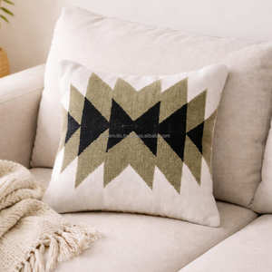 Modern Geometric Kilim Accent Pillow <b>Cover</b> for Minimalist Scandinavian & Contemporary Living Room - Product Image 3