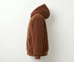 <b>Men's</b> Brown <b>Sherpa</b> <b>Fleece</b> Hooded <b>Jacket</b> Zipper Closure Casual Winter Wear Thick <b>Sherpa</b> Lining Regular Fit - Product Image 6