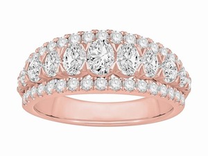 Oval Round Three Row Prong Eternity <b>Ring</b> 1.50 Ct Lab Grown Diamond In 18K Gold And Platinum - Product Image 3