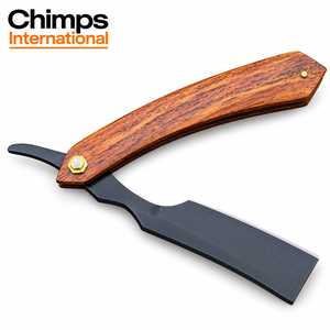 Chimps International - Navaja de Afeitar Recta con Mango de Madera, Hoja Negra de Acero Inoxidable, Navaja de Barbero Plegable, Herramienta para Afeitar la Cara, Hecha a Mano - Product Image 5
