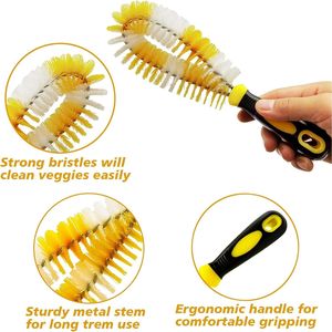 Spazzola per rimuovere il filo di mais con manico per la pulizia di frutta e verdura, ideale per carote e patate - Product Image 3