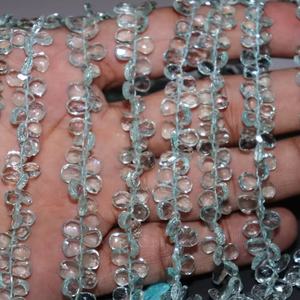 Perles en forme de poire à facettes bleu aigue-marine 5*7mm 8 pouces brin de poire pour la fabrication de bijoux - Product Image 1