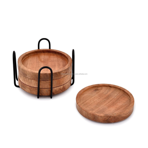 Sous-verres et tapis en bois écologiques classiques en noyer, personnalisables, vaisselle ronde pour la maison, les mariages et l'usage commercial - Product Image 3