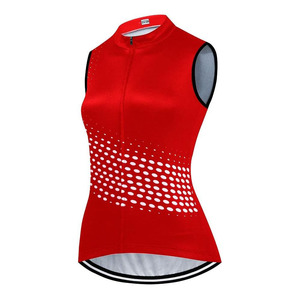 เสื้อจักรยานแขนกุดสีแดงลายจุดสีขาว ระบายอากาศได้ดี  บริการผลิตตามสั่ง - Product Image 1