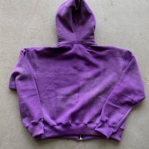 <b>Pink</b> Solid Winter Acid Washed Breathable Oversized Zip-Up <b>Hoodie</b> Men 100% Cotton Fleece 400g Custom Streetwear - Product Image 2