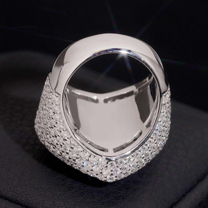 Moissanite Jewellery Mens Iced Out Dome Signet <b>Ring</b> Luxury Hip Hop Pave <b>Statement</b> <b>Ring</b> - Product Image 2