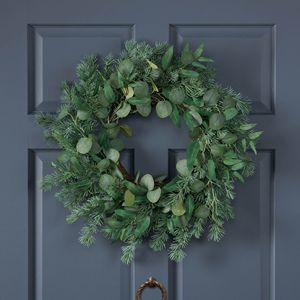 Ghirlanda di Foglie di Eucalipto da 25,5 Pollici, Grande Ghirlanda Decorativa Artificiale per Tutte le Stagioni, per Porta d'Ingresso, Primavera, Autunno, Inverno, Stile Rustico - Product Image 2