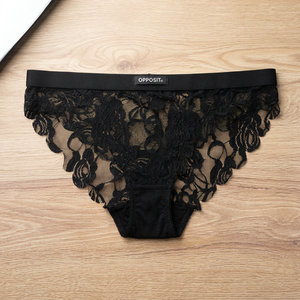 Braguita de bikini de punto floral de encaje negro para mujer, de talle medio, sin costuras, estilo Brasilia, sin forro, hecha en Bangladesh - Product Image 4