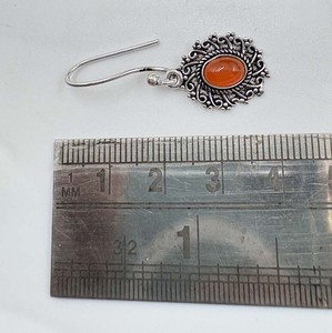 Boucles d'oreilles pendantes en cornaline style vintage, plaquées argent, en laiton, pour femme, tendance, vente chaude - Product Image 3