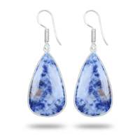 Boucles d'oreilles pendantes faites à la main pour femmes, design mignon, pierres de guérison en cristal, monture argentée, bijoux en dumortierite naturelle, cadeau