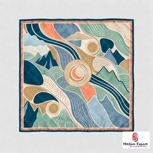 Premium Custom Digital Printed Square <b>Scarf</b> Lightweight OEM ODM Manufacturer Corfu Custom Fabric Products Wholesale - Product Image 3