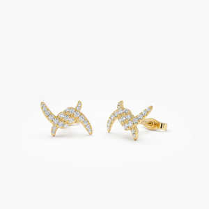 Beautiful 14k Gold Plated 925 Sterling <b>Silver</b> Knot Unique Stud <b>Earrings</b> Shape Small Pure <b>Solid</b> Stud <b>Earrings</b> Fine Jewelry - Product Image 1