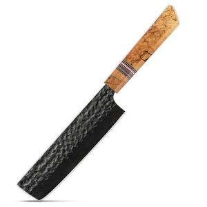 Cuchillo Mini Cleaver Hecho a Mano, Ecológico, Ambidiestro, con Hoja de Acero al Carbono Extra Afilada, Mango de Madera y Funda de Cuero - Product Image 1