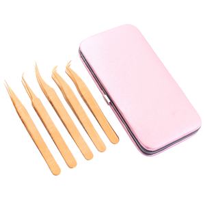 Comfortable grip tweezers for handmade <b>lash</b> <b>fans</b> smooth handle false <b>lash</b> extension straight and curved tweezers - Product Image 5
