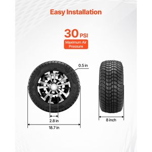 Ruote per Golf Cart 10" 205/50 10 in Lega di Alluminio Nera, Set da 4 per Club Car EZGO Yamaha ATV e UTV - Product Image 6