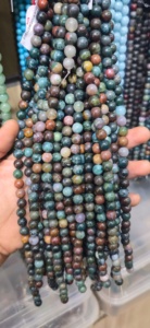 Perles de pierre de sang africaine naturelle, fil de perles polies en pierres précieuses, fournisseur en gros de perles de cristal - Product Image 3