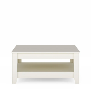 Venta al por mayor moderna mesa de centro de madera blanca diseño clásico cuadrado patas cónicas estantes de almacenamiento doble muebles de sala de estar fácil - Product Image 2