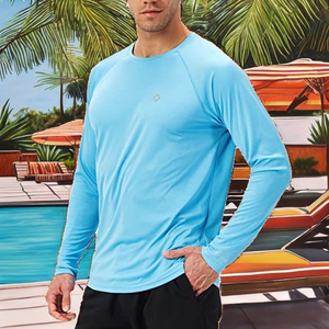 Camiseta de Protección Solar UPF 50+ de Poliéster para Hombre, de Secado Rápido, Protección UV, Manga Larga, para Surf y Natación, Transpirable, Ropa Deportiva Lavada - Product Image 4