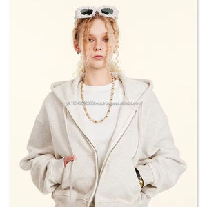 Sweat à capuche zippé en molleton pour femme, streetwear personnalisé de haute qualité, sweat à capuche uni tendance, veste à capuche pour femme, sweat à capuche imprimé en relief - Product Image 2