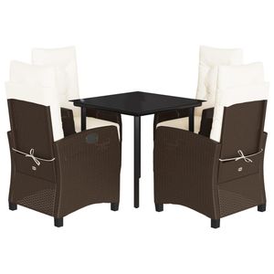 Juego de comedor de jardín de ratán sintético marrón de 5 piezas, colección de muebles de patio - Product Image 2