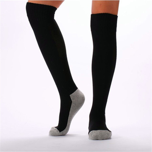 Calcetines deportivos hasta la rodilla, color azul sólido, transpirables, de spandex y poliéster, para adultos, de verano, personalizables, para fútbol, para hombre. - Product Image 2