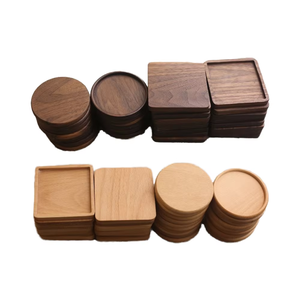 Ensemble de 8 dessous-de-verre ronds en bois de noyer de qualité supérieure, écologiques, design rustique personnalisé, pour boissons, taille 10 cm - pour restaurants - Product Image 6