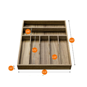 Acacia Wooden Kitchen <b>Drawer</b> Organizer for Utensil Cutlery or Office Supplies <b>6</b> Slots Holder Wholesale from Vietnam - Product Image 2