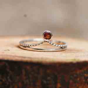 Garnet Bezel Set Luxury <b>925</b> Sterling <b>Silver</b> Handmade Gemstone <b>Ring</b> for Engagement Anniversary January Birthstone-Rose Gold - Product Image 1
