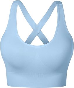 Women's Fashion Racerback Bra Strappy Design Wireless Padded Workout Bra Breathable Fitness Crop <b>Top</b> USA Europe Trend Style 2026 - Product Image 3