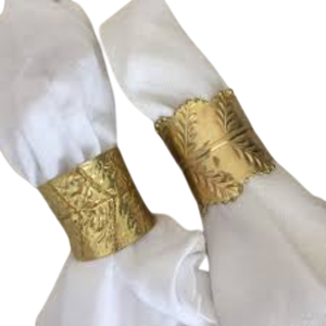 Ensemble de 6 anneaux de serviette en feuille d'or de luxe, élégants porte-serviettes en métal pour la maison, les hôtels, les mariages et les dîners formels - Product Image 1