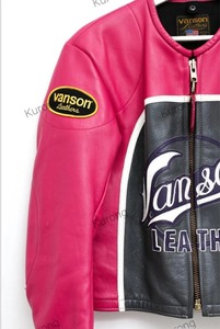 Vanson Performance Pink Leather Jacket Genuine Cowhide Windproof <b>Heated</b> Eco-Friendly Motorcycle Biker Racing <b>Coat</b> - Product Image 4