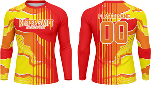 Rashguard pour homme, dernier design, couleur rouge, manches longues, avec logo personnalisé - Product Image 1