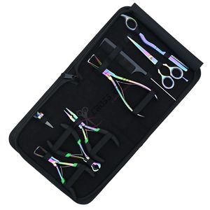 Nouvel ensemble d'outils pour extensions capillaires avec applicateur de micro-perles, pince, rasoir de salon, peigne, ciseaux, coupe-limiteur pour extensions de cheveux naturels - Product Image 1