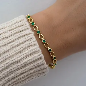 Pulsera de tenis vintage para hombre con moissanita redonda de 6 quilates, chapada en oro amarillo de 925 sobre plata de ley, joyería fina de lujo, diamante Tishya - Product Image 3