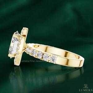 2.00 CT Oval Cut Halo Diamond Engagement Ring 9KT 10KT 14KT 18KT <b>Yellow</b> Gold Luxury Bridal Ring - Product Image 2