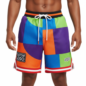 Shorts de basket-ball pour hommes, double couche, sublimation, logo personnalisé, été, 100% polyester, taille mi-haute - Product Image 2