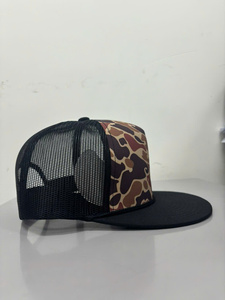 Camouflage 5 Panel Trucker Hat Adjustable Snapback <b>Cap</b> Flat Brim Mesh Back Sports Casual Headwear - Product Image 2
