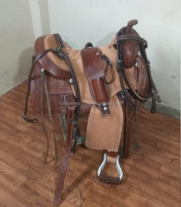 Sillín de cuerda de caballo occidental de alta calidad exclusivo con cuero transpirable cómodo curvado a mano con juego de tachuelas a juego - Product Image 5