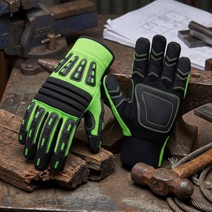 Gants de travail industriels renforcés en cuir synthétique anti-vibration, résistants aux coupures et aux impacts, en spandex - Product Image 6