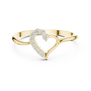 Anillo de oro macizo de 14k para mujer con diamante de corte redondo minimalista en forma de corazón, ideal para regalo, compromiso, aniversario, boda. - Product Image 1