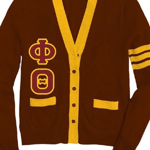 Cardigan en tricot personnalisé pour homme, style universitaire, jacquard, avec lettres brodées en chenille et poche boutonnée - Product Image 3