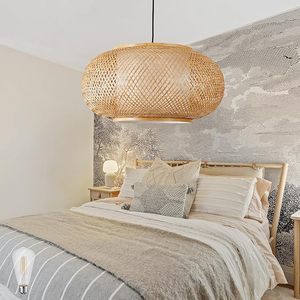 Bamboo Lampshade Handmade Rustic Woven Pendant <b>Light</b> Shade Natural <b>Ceiling</b> Lamp Cover for Home Hotel Wholesale - Product Image 4