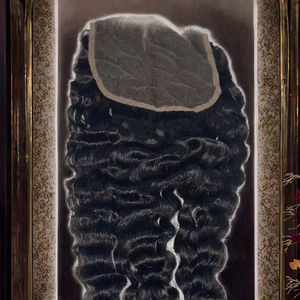 Extensión de cabello crudo humano indio virgen 100% duradero sin enredos estilo de onda suave Natural negro Stock Cierre de encaje tamaños 28 "30" 32" - Product Image 1