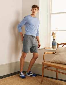Pantalones Cortos Bermuda de Algodón Gris para Hombre con Raya Lateral Azul, Cintura con Cordón, Ropa Deportiva Informal - Product Image 4