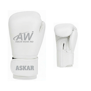 Guantes de Boxeo Askar Wear Ind, de Cuero PU Blanco, Protección Completa para los Dedos, Cierre de Velcro, Talla Adulto - Product Image 4