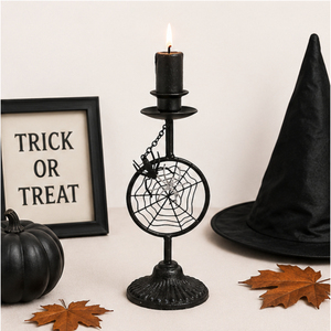 Wholesale Halloween Decor Spider Web Black Speckled Metal Taper <b>Candle</b> Holder Spooky <b>Gothic</b> Candelabra for Haunted House - Product Image 6