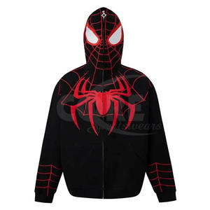 Vente en gros de sweats à capuche Spiderman pour hommes, de haute qualité, 100% coton, à manches longues, avec fermeture éclair intégrale - Product Image 2