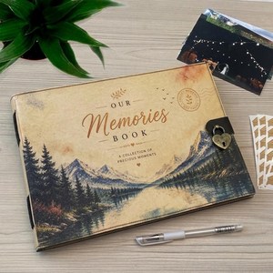 Handmade Leather <b>Memory</b> Travel Wedding Mountain <b>Book</b> Custom Couple Adventure Scrapbook Album Anniversary Gift Photo Keepsake - Product Image 6
