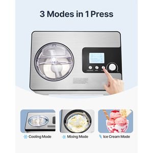 Gelatiera Elettrica in Acciaio Inox da 2 Quarti con Compressore Integrato e Senza Pre-congelamento per Frutta, Yogurt e Sorbetti - Product Image 4
